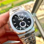 Copy Patek Philippe Nautilus Annual Calendar SS Black Dial Watch 42MM